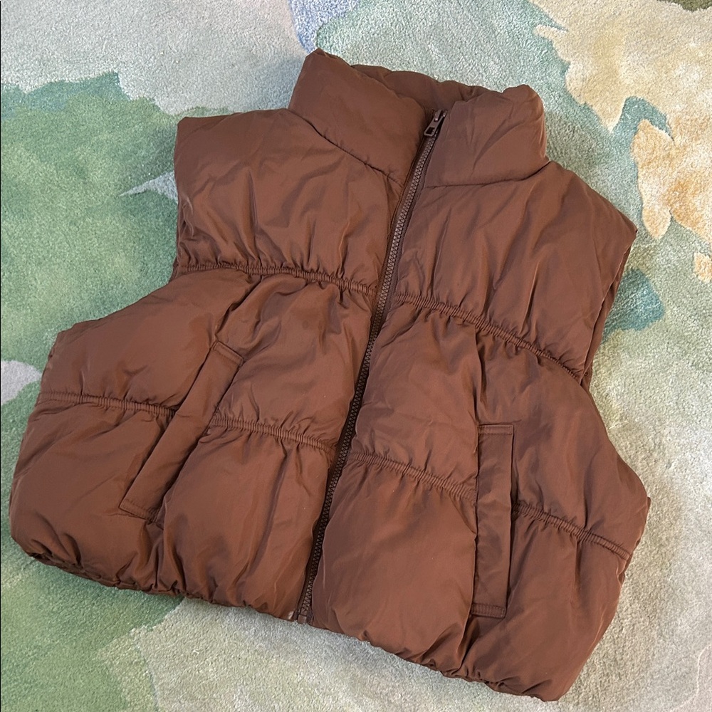 H&M Women’s Brown Puffer Vest Sz L